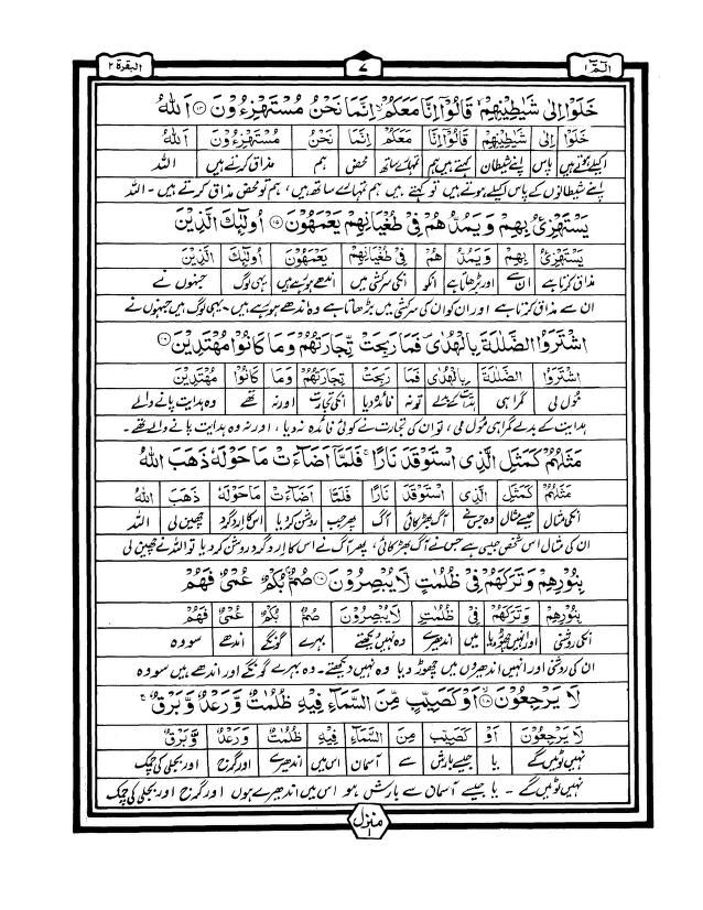 quran word to word translation in urdu